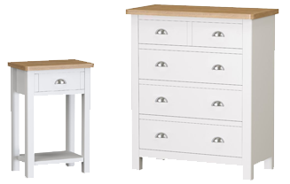 white furniture with oak top