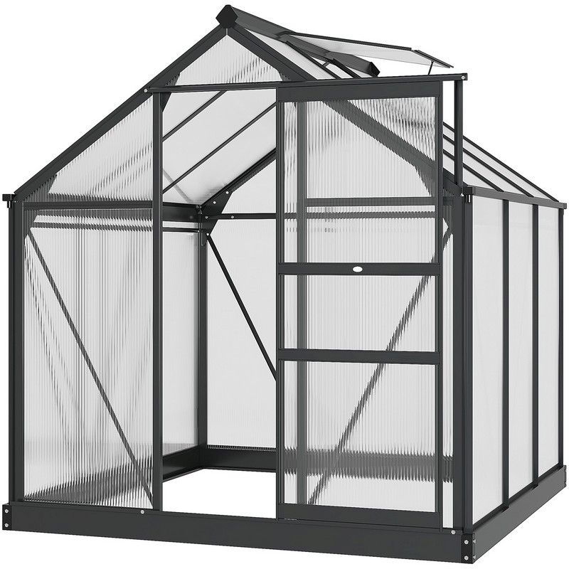 Outsunny Clear Polycarbonate Greenhouse Large Walk-In Green House Garden Plants Grow Galvanized Base Aluminium Frame With Slide Door