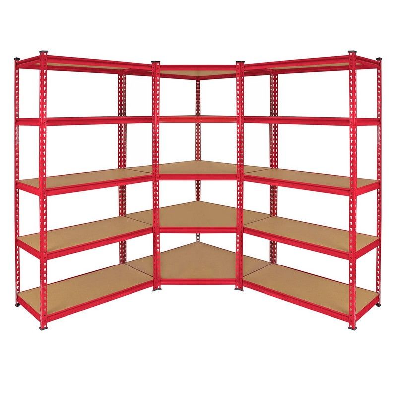 Steel & MDF Shelving Units 0cm - Red Set Of Three Extra Strong Z-Rax 90cm Corner by Raven