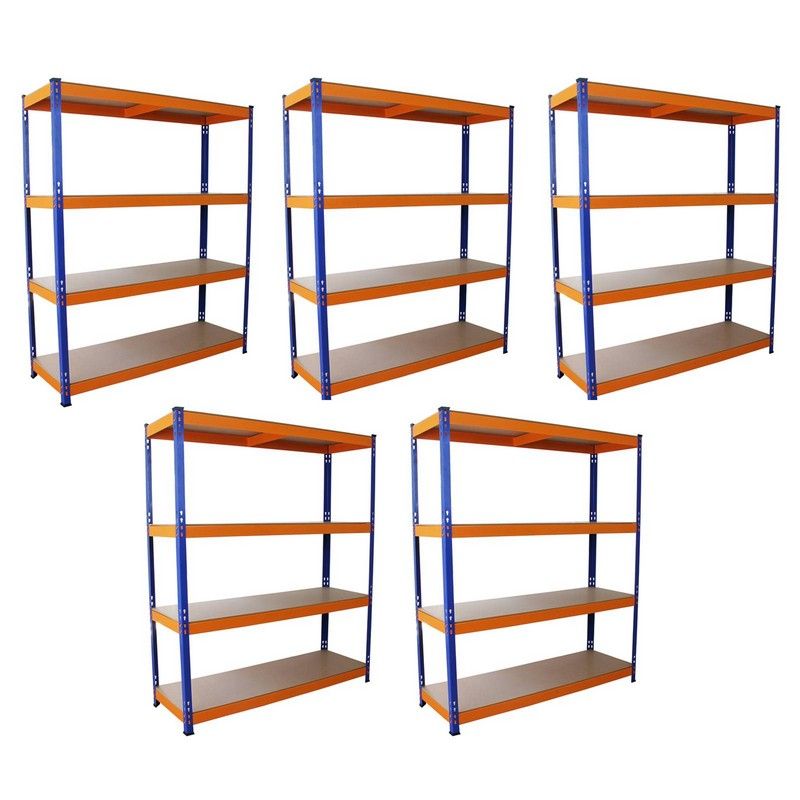 Steel Shelving Units 180cm - Blue & Orange Set Of Five S-Rax 150cm by Raven