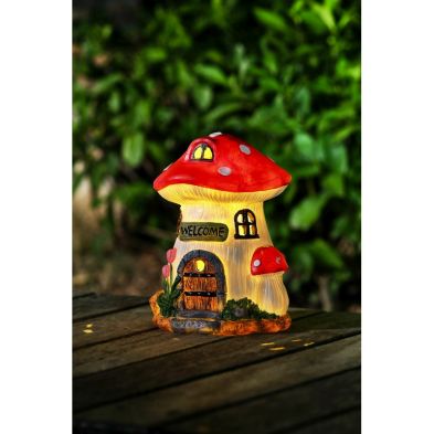 See more information about the Mushroom House Solar Garden Light Ornament Decoration 2 Warm White LED - 17.5cm by Bright Garden