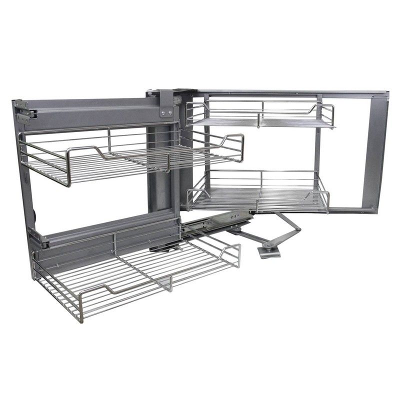 Stainless Steel Kitchen Cupboard Drawers 1 Drawers 84cm - Silver Corner Pull Out Left Hand by KuKoo
