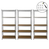 See more information about the Galvanised Steel & MDF Shelving Units 180cm - Silver Set of Three E-Rax 90cm by Raven
