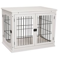 See more information about the Pawhut Medium-Density Fibreboard 3-Door Small Indoor Pet Cage White