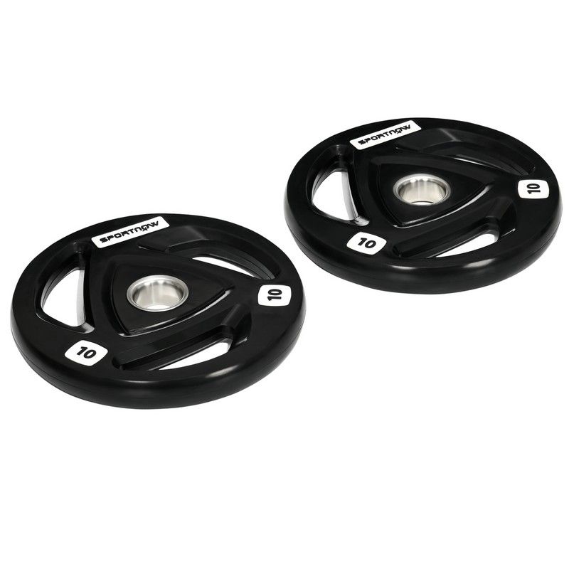 Olympic 2 x 10kg With 5cm Core Hole Weight Plates Steel & Rubber Black by Sportnow