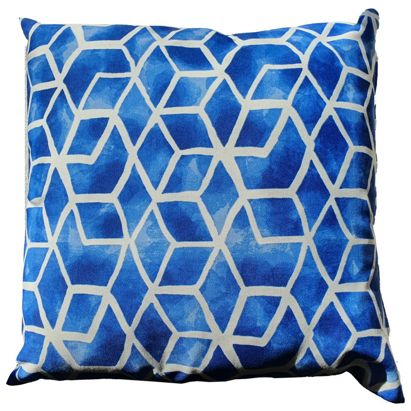 Blue Geo 43X43 Leaf/geo Cushion