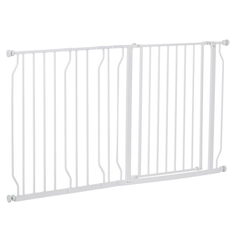 PawHut Dog Gate Extra Wide Stairway Gate for Pet with Door