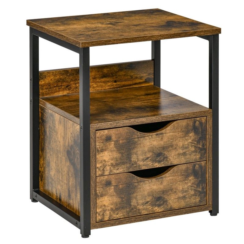 Homcom Industrial Side Table With Drawer