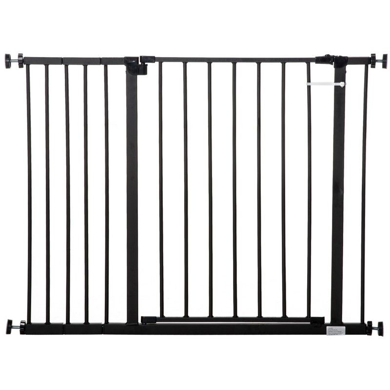 PawHut Pressure Fitted Pet Dog Safety Gate Metal Fence Extending 76-107cm Wide
