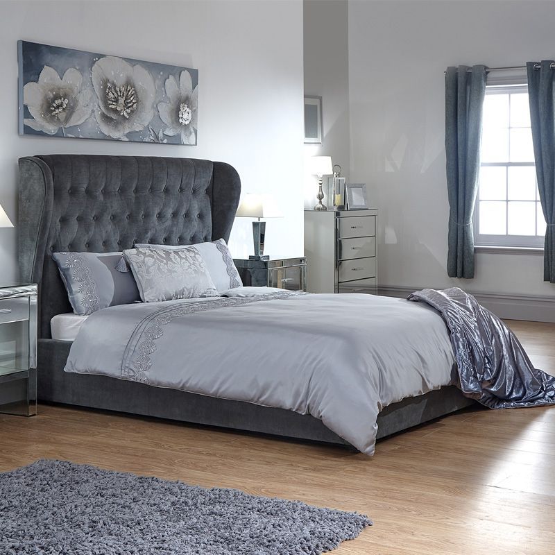 Dakota King Size Ottoman Bed Fabric Dark Grey 6 x 7ft