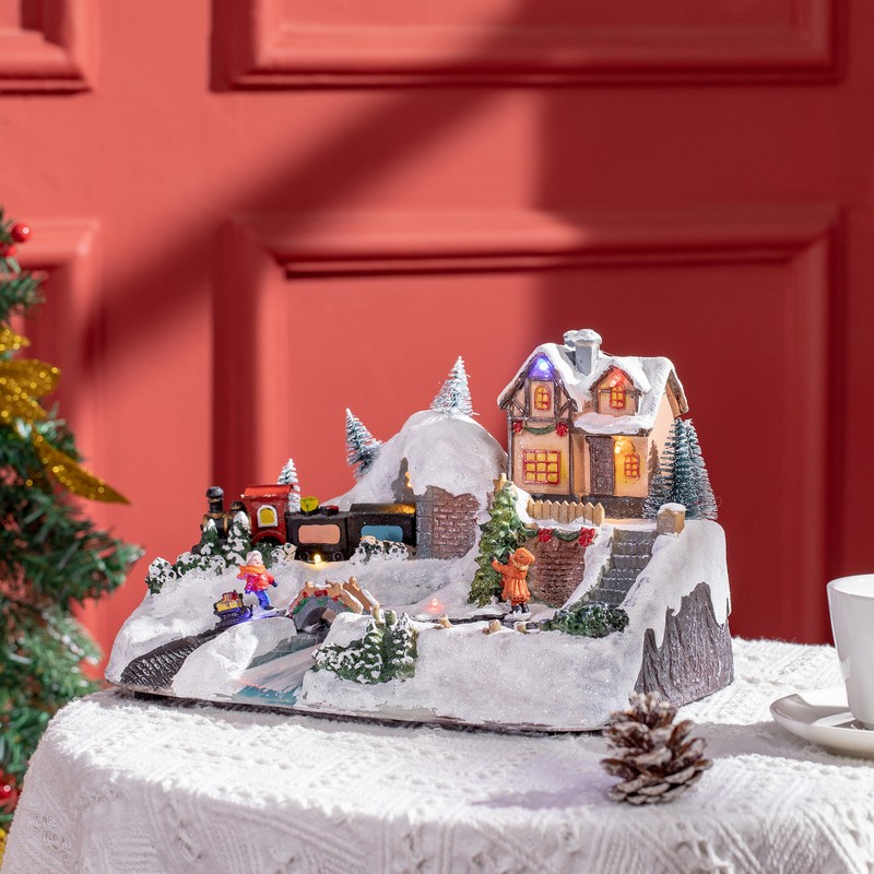 Ornament Miniature Christmas Scene Multicolour Indoor LED - 30cm