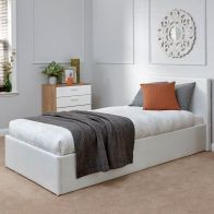 See more information about the Winston Single Ottoman Bed Faux Leather White 3 x 7ft