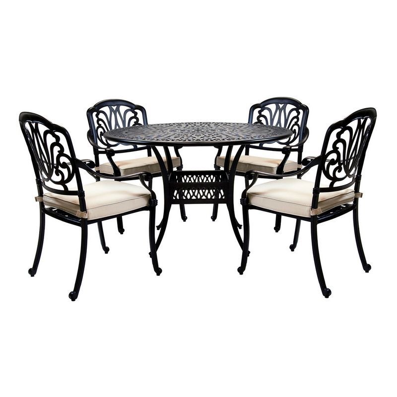 Essentials Garden Patio Dining Set by Wensum - 4 Seats Beige Cushions