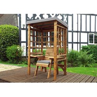 See more information about the Scandinavian Redwood Natural Garden Chair Arbour by Charles Taylor with Grey Cushions