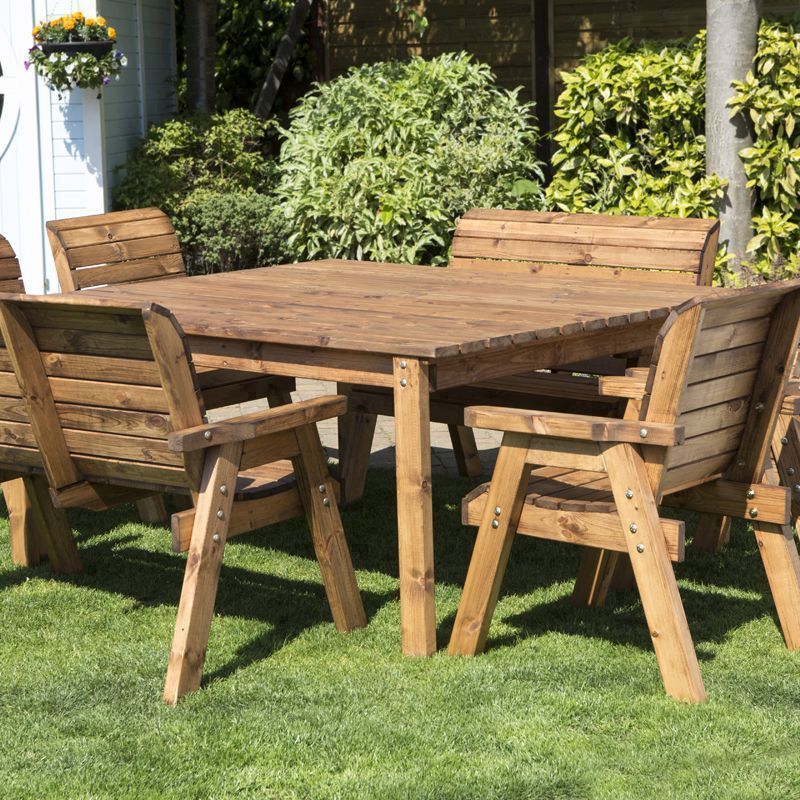 Charles Taylor 8 Seat Square Table Deluxe Scandinavian Redwood Garden Furniture