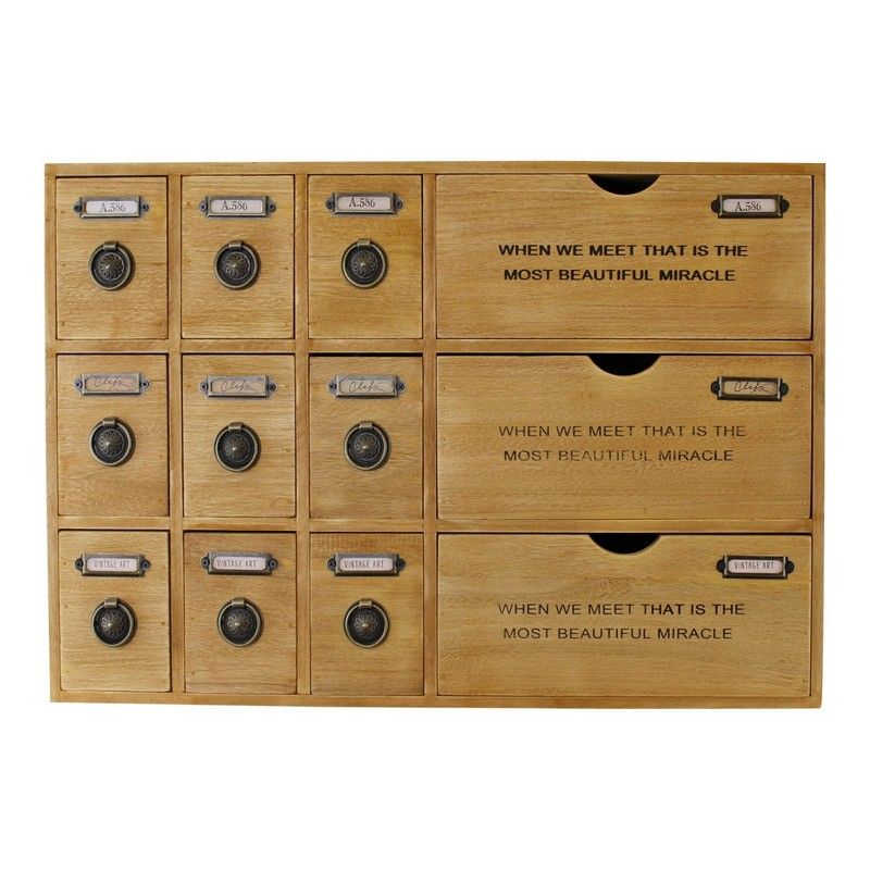 Wood Organiser 12 Drawers 59.5cm - Natural