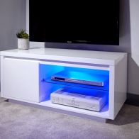See more information about the Polar TV Unit White 2 Shelves 1 Door
