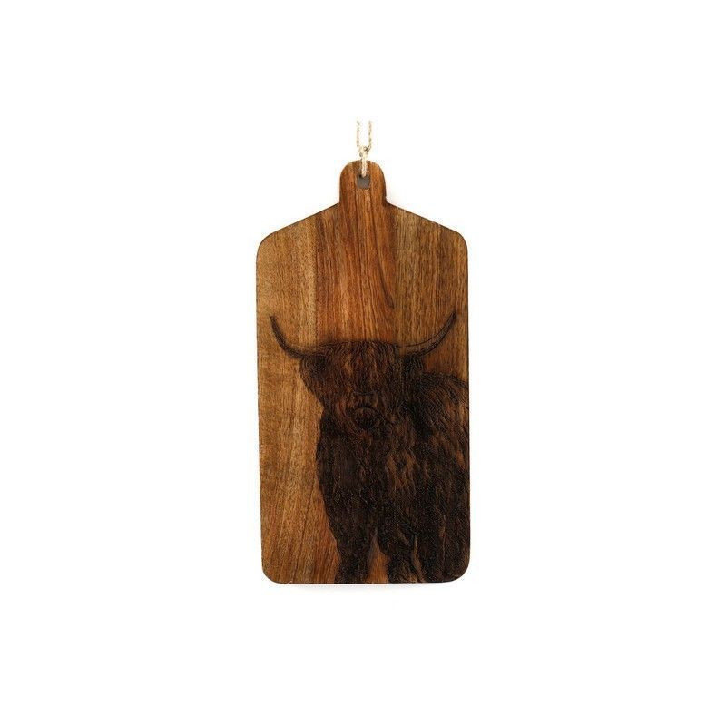 Chopping Board Wood with Cow Pattern - 30cm