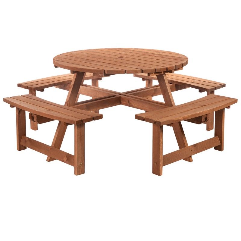 Outsunny 8-Seater Wooden Picnic Set-Fir Wood