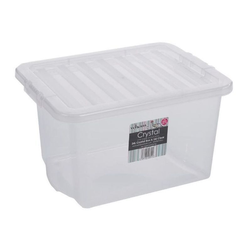 24L Wham Crystal Stacking Plastic Storage Box Clear Clip Lid
