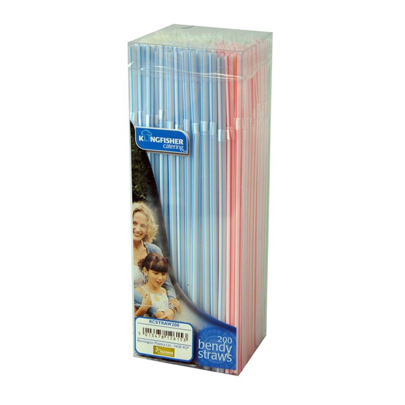 Kingfisher Plastic Bendy Straws 8 inch (Pack of 200)