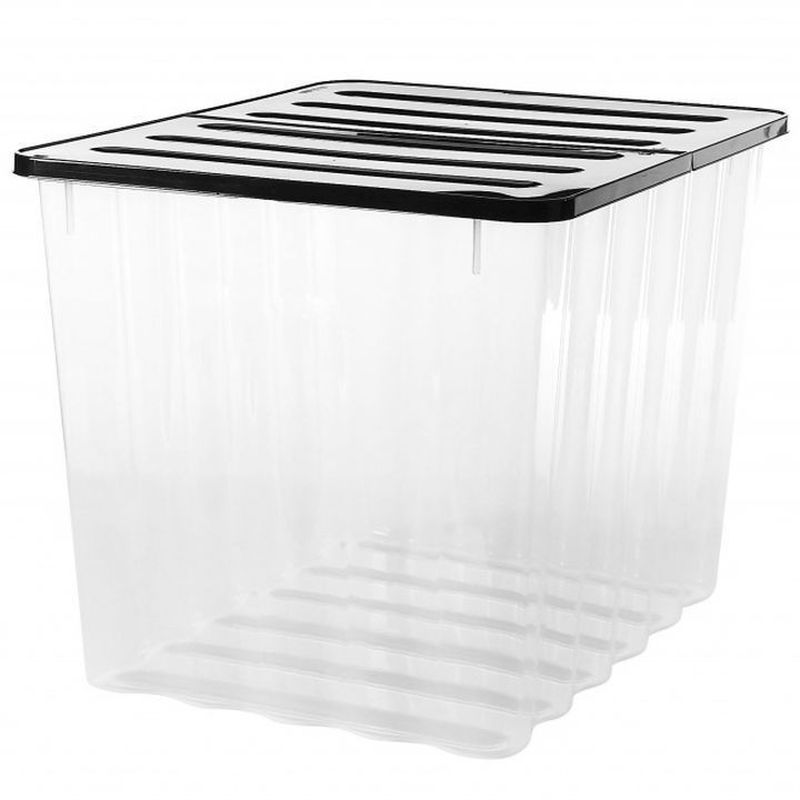 2 x Plastic Storage Boxes 110 Litres Extra Large - Clear & Black Supa Nova by Strata