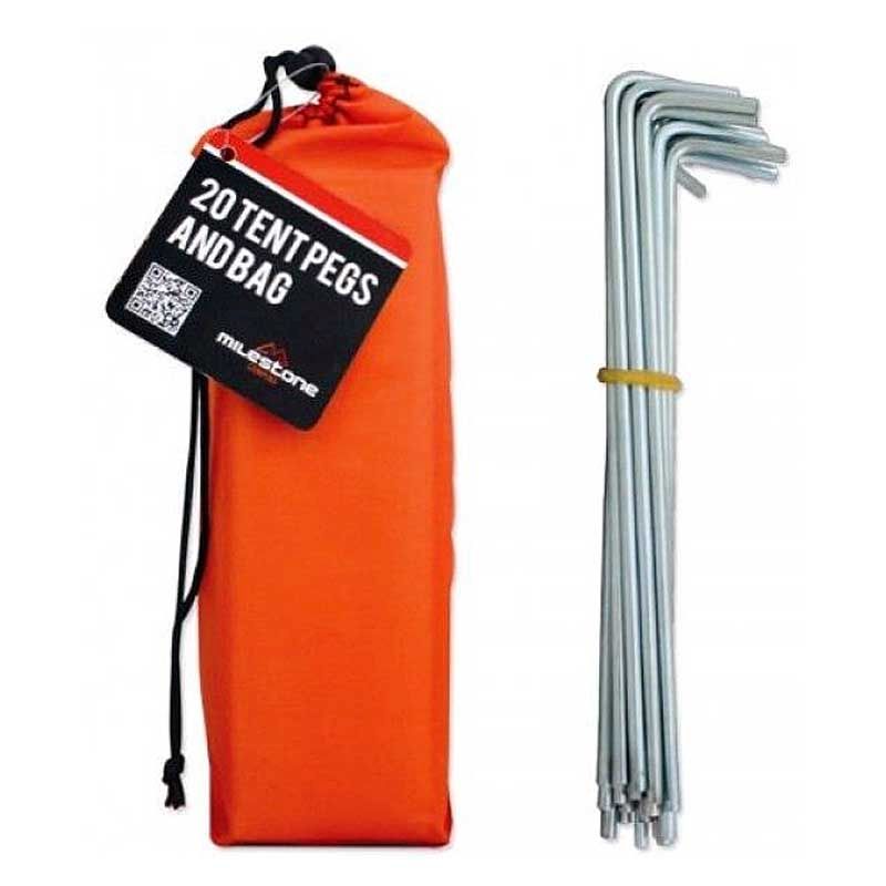 Milestone 20 Tent Pegs In Carry Bag