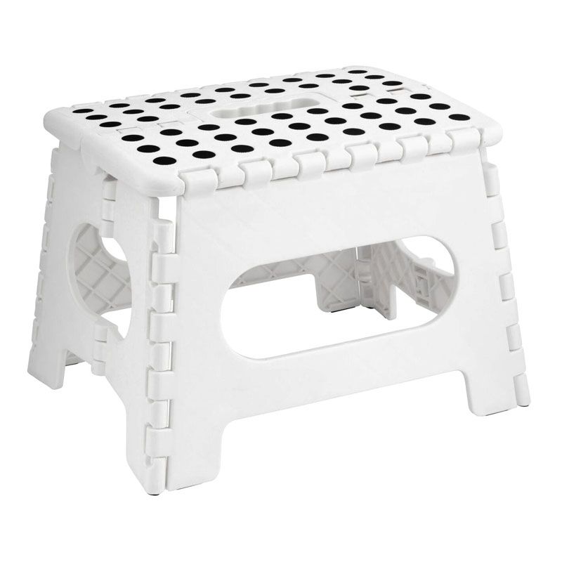 White With Black Spots Home Essentials Small Folding Stool