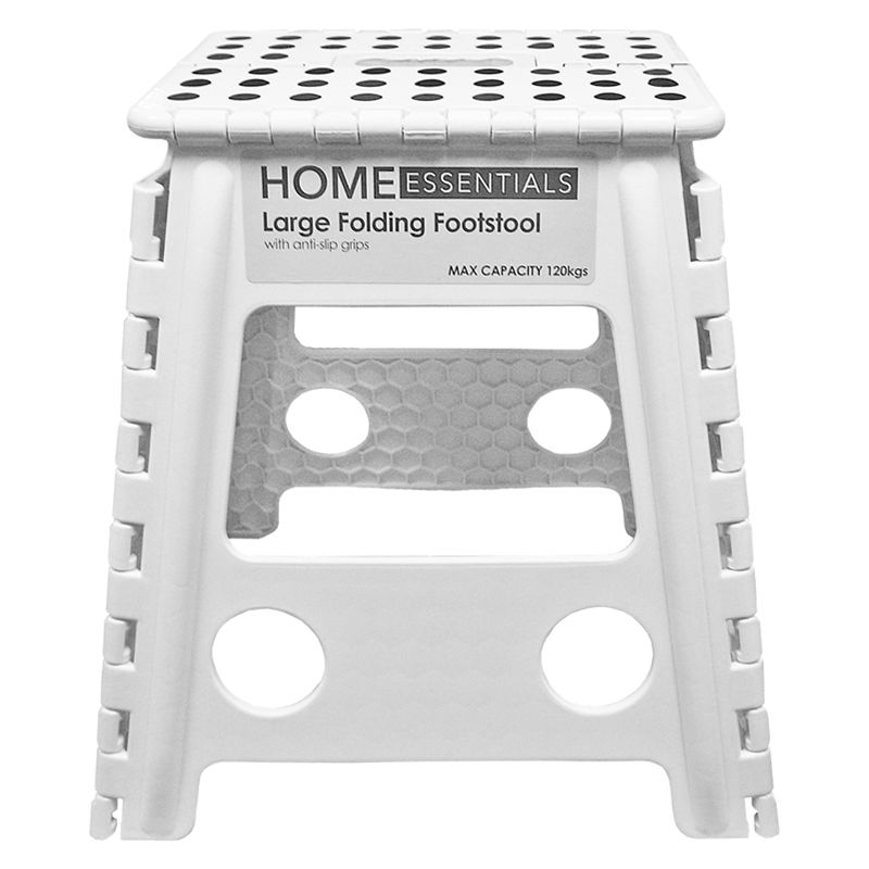 Home Essentials Large Folding Stool - White With Black Spots