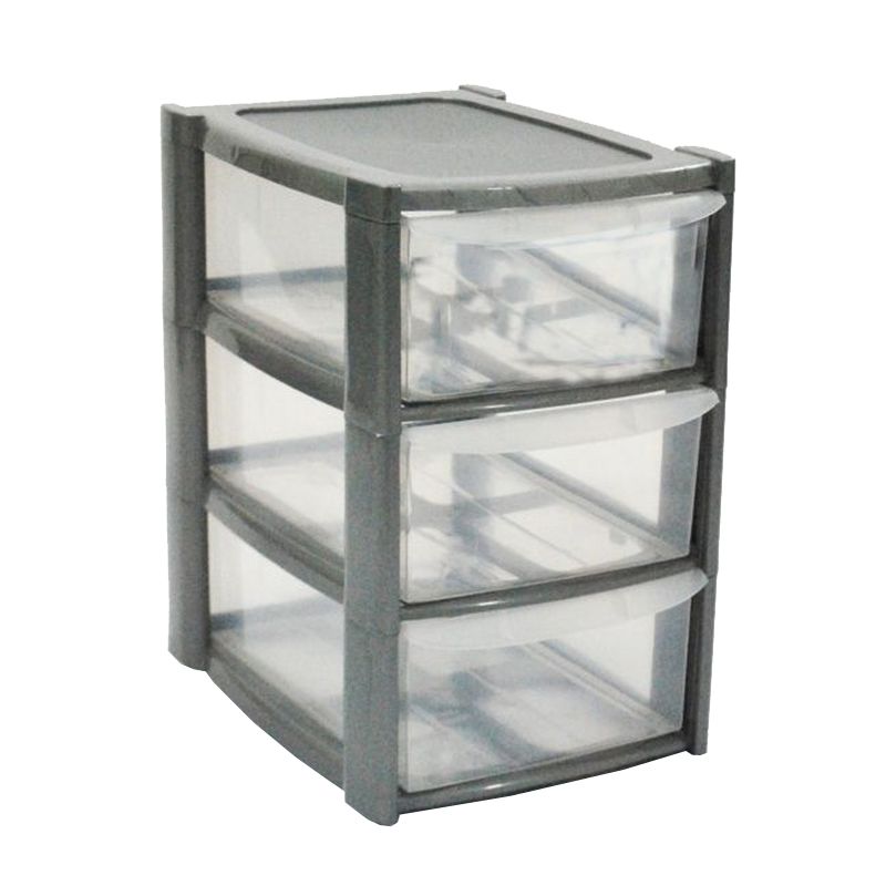 Plastic Storage Unit 3 Drawers 14 Litres - Clear & Grey by Premier