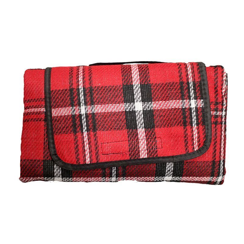Acrylic Picnic Blanket (125cm x 150cm) - Red With Black Stripes