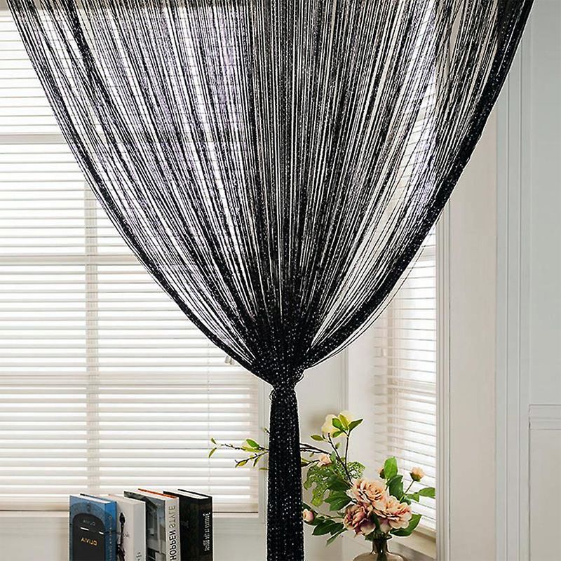 Black & Silver String Door Curtain 90 x 200cm