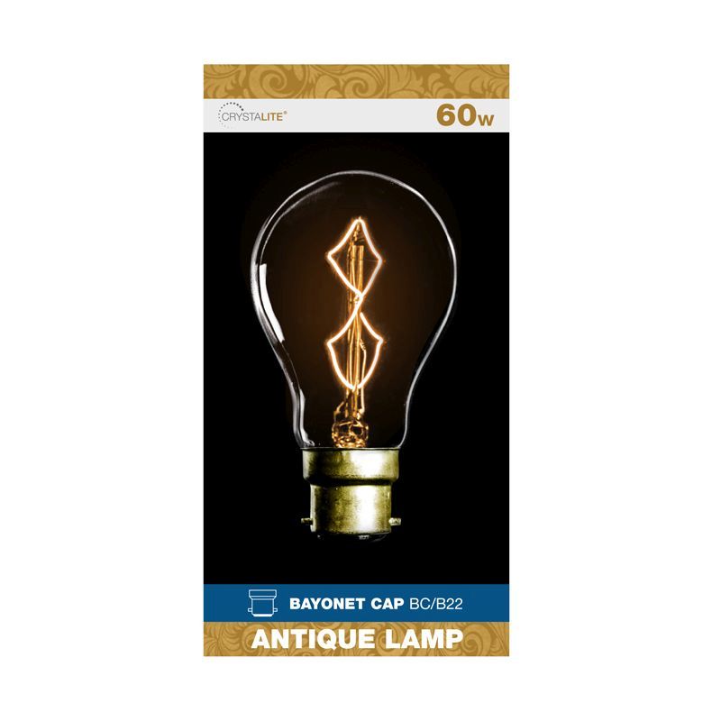 Crystalite Bayonet Cap Antique Lamp Bulb 60w - Z Shape Filament