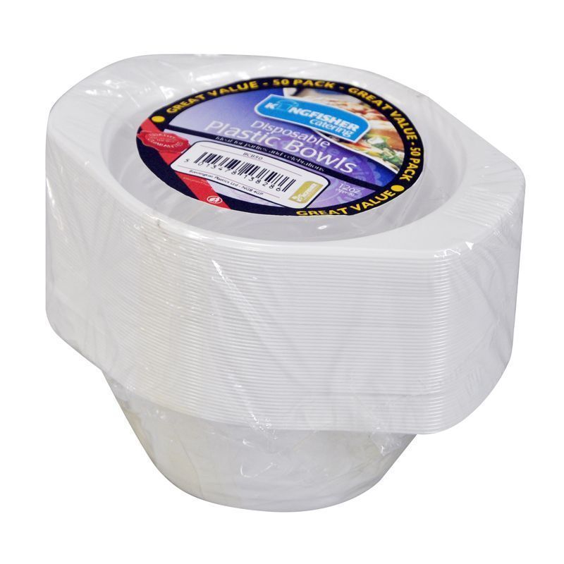 Kingfisher 6 Inch White Disposable Plastic Bowls (Pack 50)