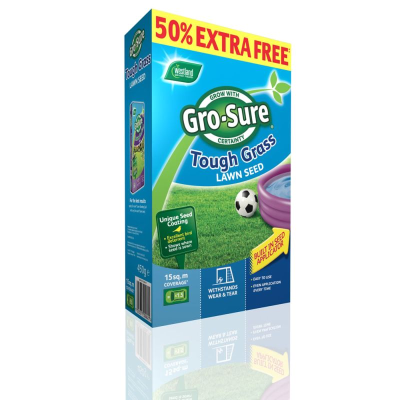 Gro-sure Tough Grass Lawn Seed 15 Square Metres +50% Extra Free