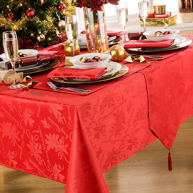 Tablecloth Red Garland 52 x 90 Inch