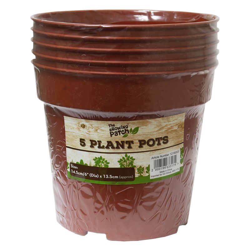 Pack 5 14.5 cm (6inch) Grow T Plant Pots