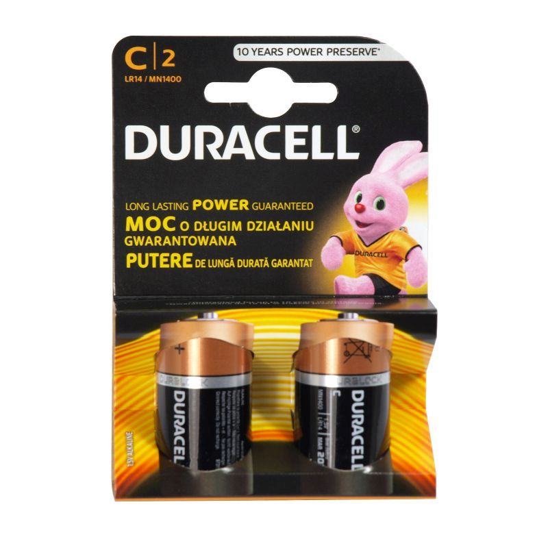 2 Pack Duracell C Size Alkaline Battery