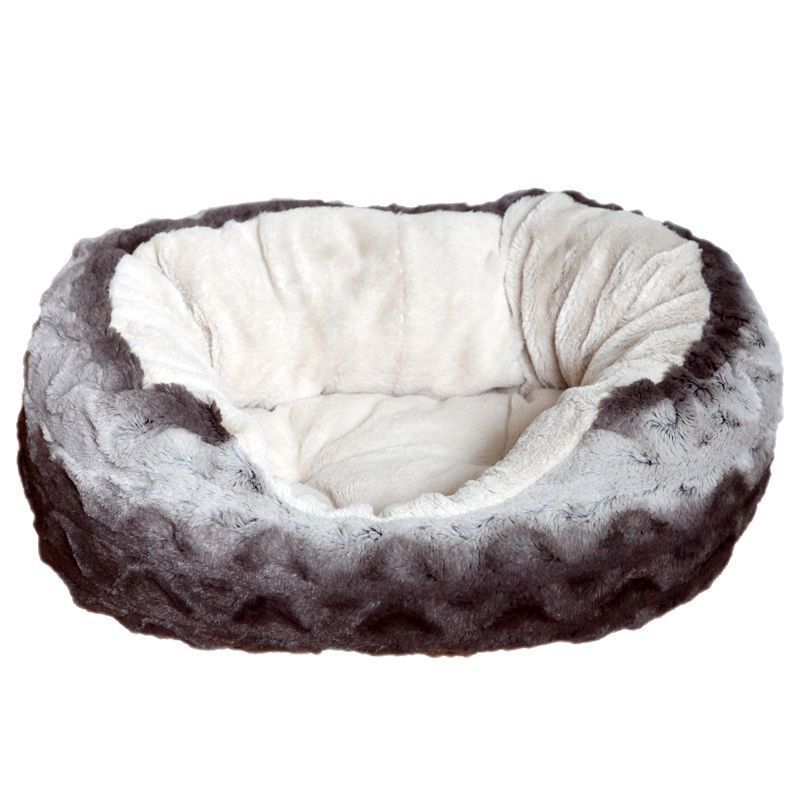 Rosewood Snuggle Plush Oval Bed (25 Inch) - Grey Cream