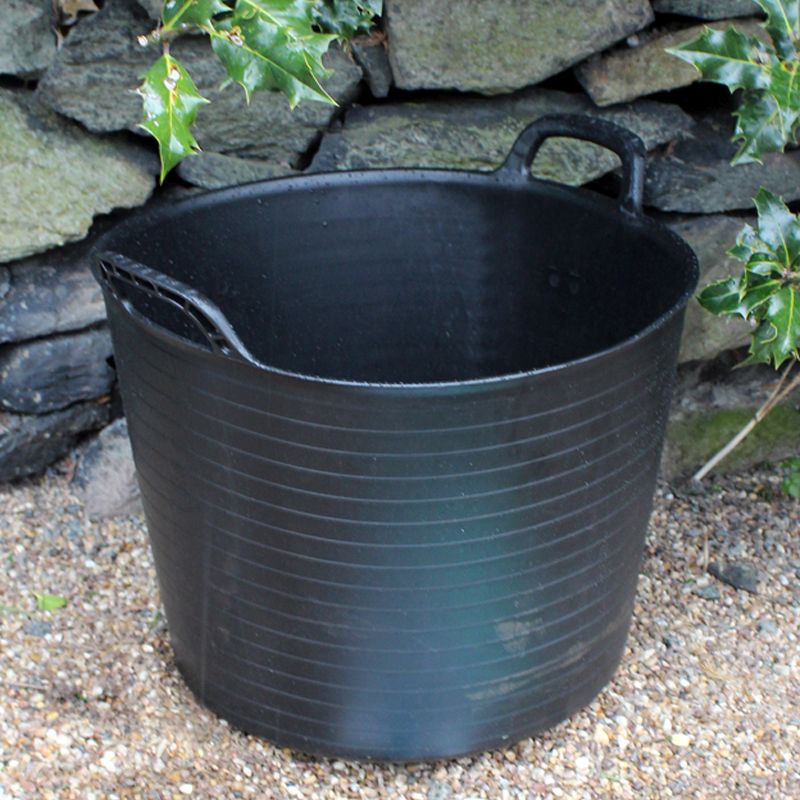 Kingfisher Growing 42 Litre Black Rubber Tub with Carry Handles