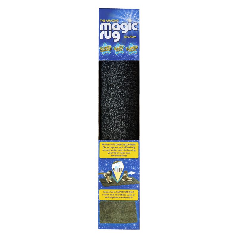 45x70cm The Amazing Magic Rug Poly - Black & Grey
