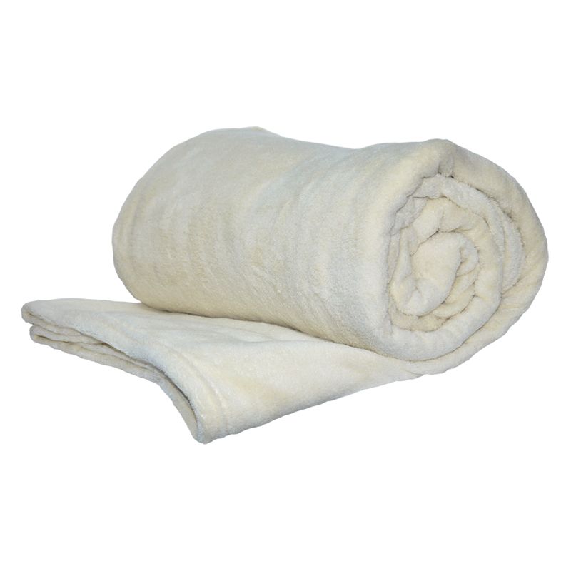 150 x 200cm Flannel Fleece Blanket Throw Cream