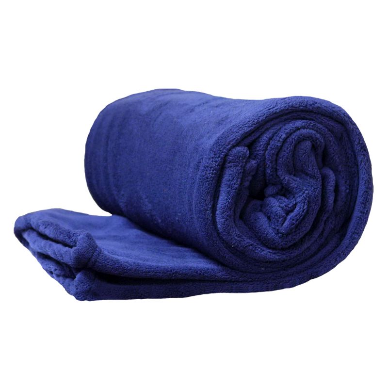 150 x 200cm Flannel Fleece Blanket Throw Dark Blue