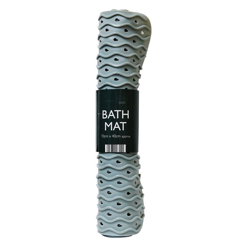 PVC Bath Mat Ripple 70 x 40cm Grey