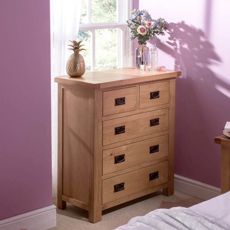 Cotswold Oak Chest of drawers Natural 5 Drawers