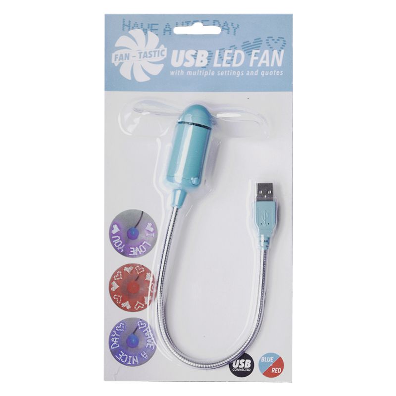 USB Fan With LED Light - Blue