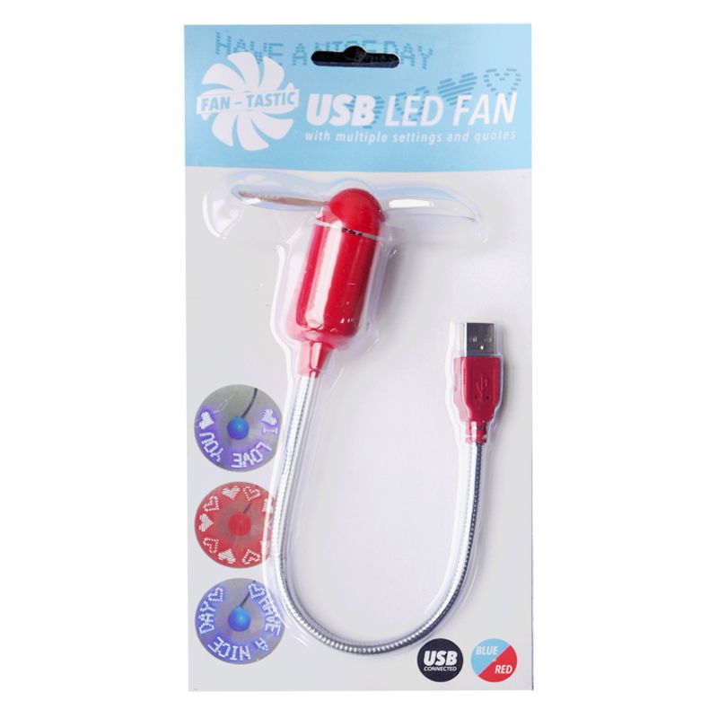 USB Fan With LED Light - Red