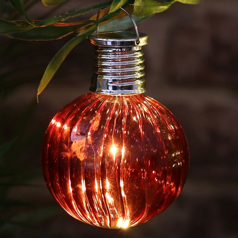 Bright Garden Solar Glass Bulb Light - Red