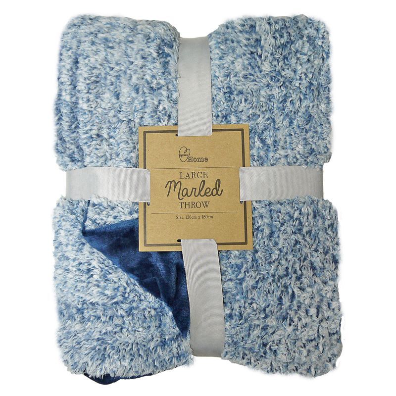 Your Home 130x180cm Large Marled Blue Fleece Throw