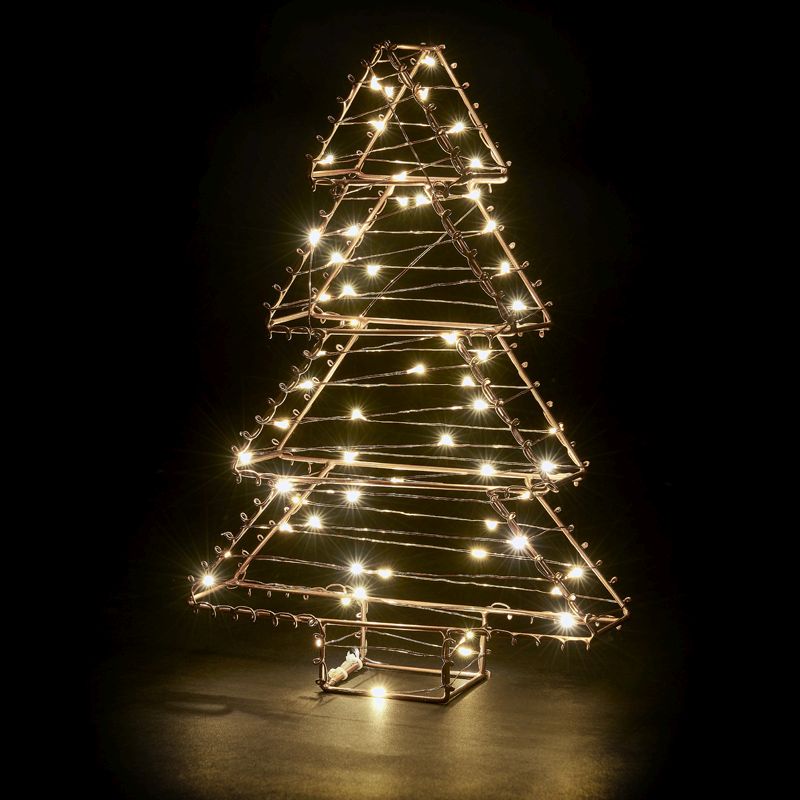 60 LED White Indoor Static Copper Tree Christmas Light Battery 30cm